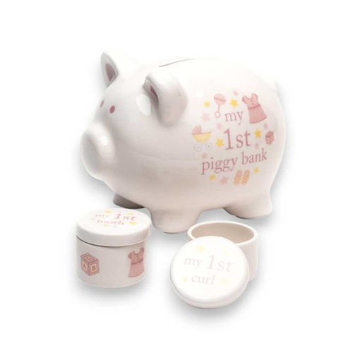 Picture of BABY PIGGY BANK AND KEEPSAKE SET - GIRL